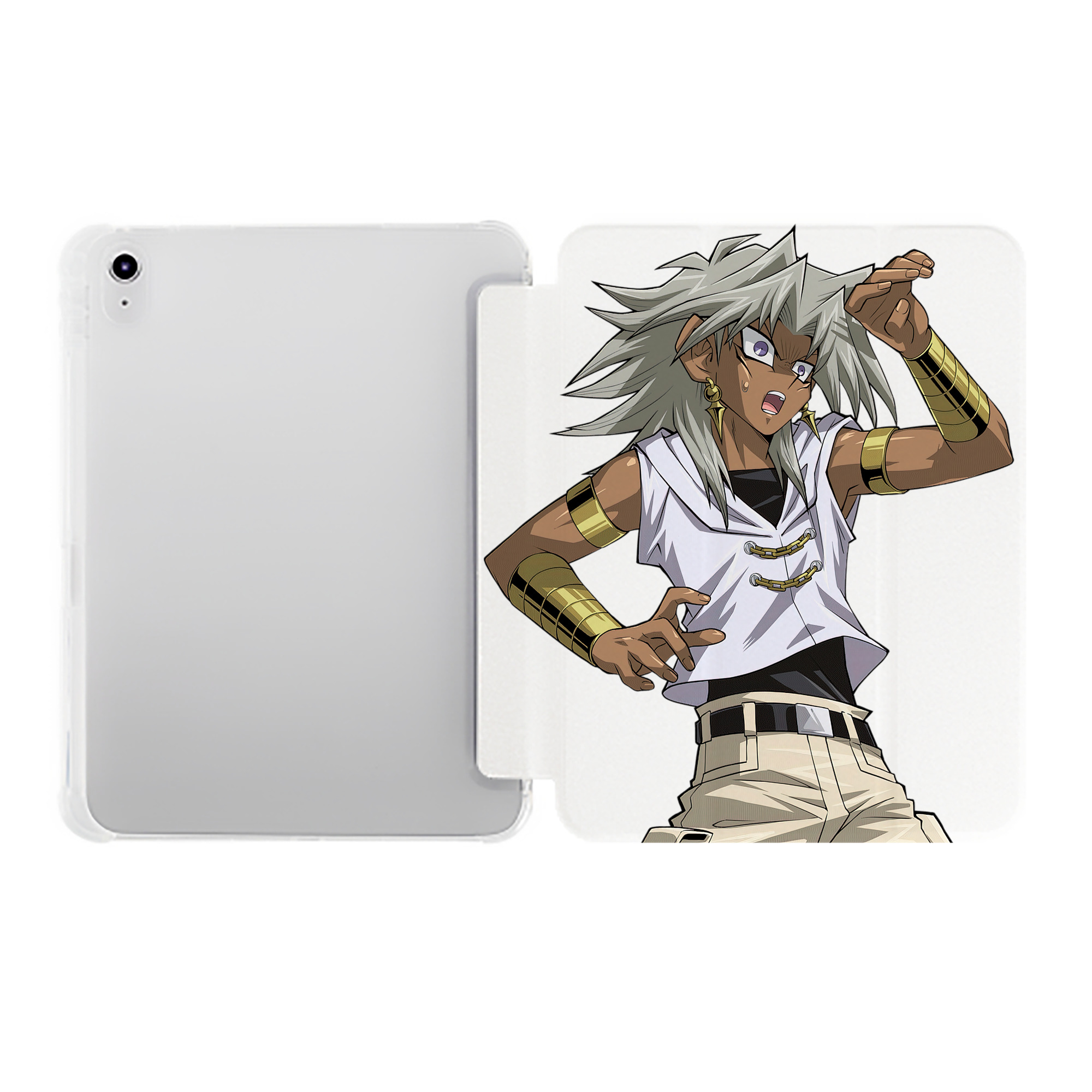 （画像用） 遊☆戯☆王 Yu-Gi-Oh! IPad ケース ペン収納付き 三つ折りスタンド PUレザー×シリコン 対応機種9.5/10.5/10.9インチ